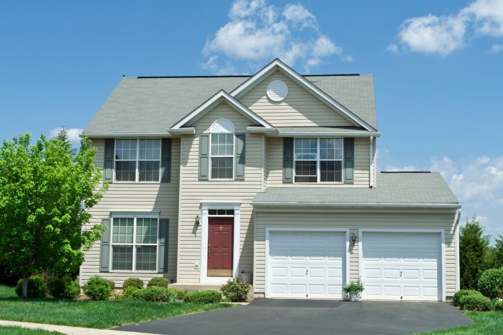 Front View, Vinyl Siding Single Family House Home, Suburban Maryland