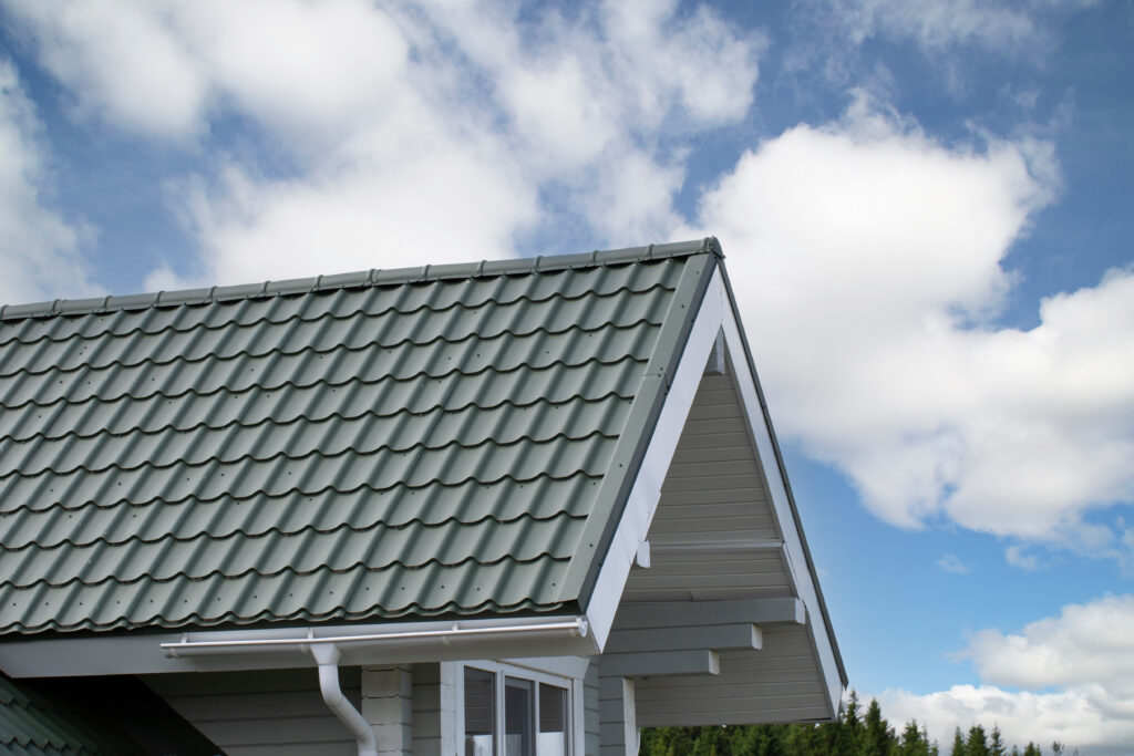 metal roofing types Metal tile.Roof for the house. Modern coatings for the roof of the house.