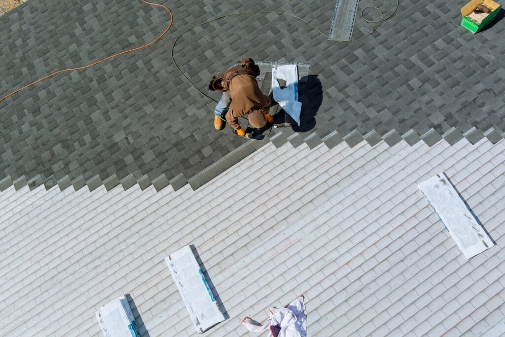 a person on a roof