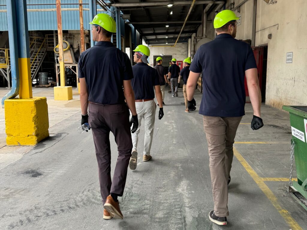 Barkley-Jensen Roofing team walking safety helmets roofing companies raleigh nc