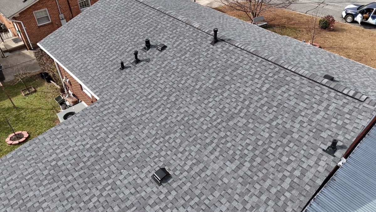 roofing companies in knightdale nc cenital view charcoal roof asphalt by Barkley-Jensen Roofing