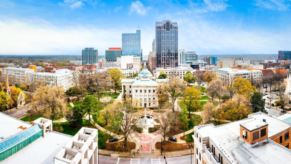 things to do in raleigh nc panoramic view of city capitol buildings