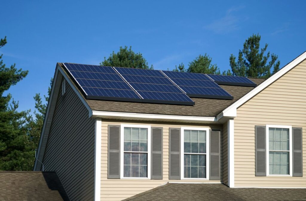 solar maintenance services panels big family house cream sliding blue sky