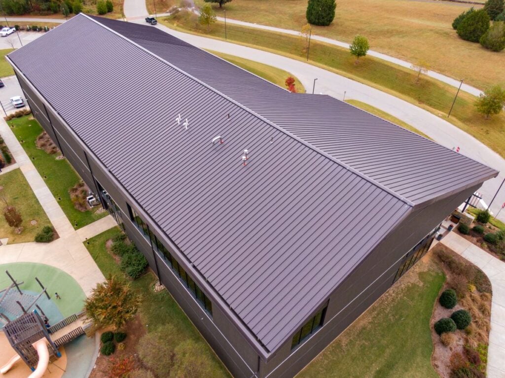 what commercial roofing systems are common in durham nc metallic red roof