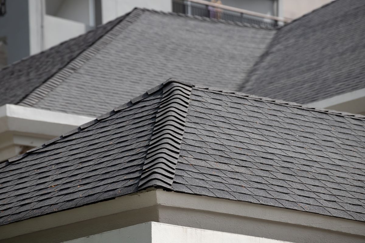 grey shingles roof